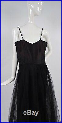 Antique 1930s Layered Long Black Tulle Slip For Dress / Gown