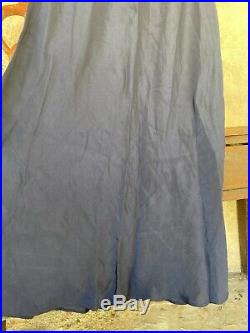 Antique 1930s Navy Blue Silk Bias Cut Maxi Slip Dress Low Back Sleevelss Vintage