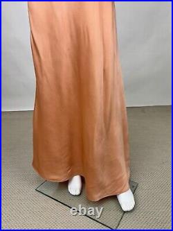 Antique 1930s Orange Silk Slip Dress Night gown Full Length Plus Size AS IS