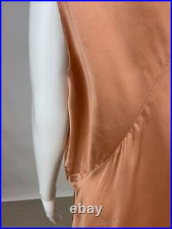 Antique 1930s Orange Silk Slip Dress Night gown Full Length Plus Size AS IS