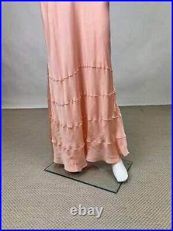 Antique 1930s Pink Silk Slip Dress Night gown Full Length Stitch Pleats AS IS