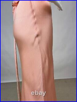 Antique 1930s Pink Silk Slip Dress Night gown Full Length Stitch Pleats AS IS