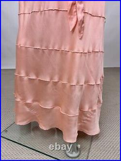 Antique 1930s Pink Silk Slip Dress Night gown Full Length Stitch Pleats AS IS