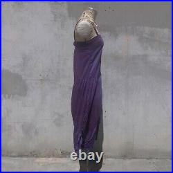 Antique 1930s Purple Silk & Cotton Dress Slip Ruffles Sleeveless Strappy Vintage