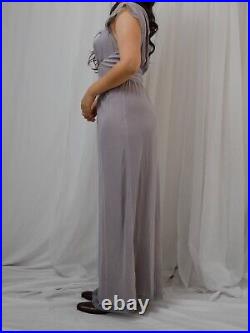 Antique 40s Lavender 100% Silk Slip Dress, Full Length Medium, Large