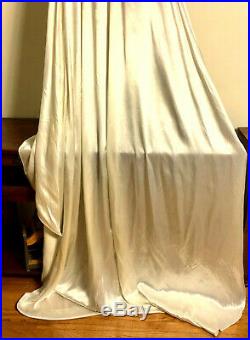Antique Art Deco SILK-SATIN WEDDING BRIDAL GOWN Juliet Cap-Veil / Crinoline Slip