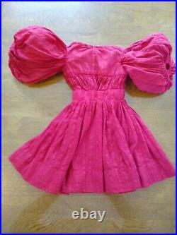 Antique Cherry Red Doll Dress Matching Slip Gibson Girl Sleeves