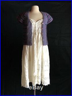 Antique Cotton Edwardian Dress 1900s Peasant Dress White Eyelet Slip Dress