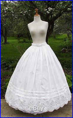 Antique Dress Petticoat 1860 CIVIL War Voluminous Petticoat Eyelet Cutwork
