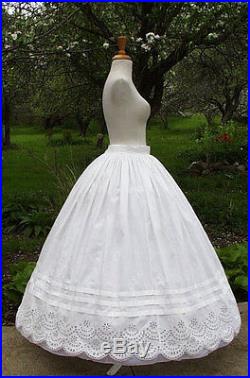 Antique Dress Petticoat 1860 CIVIL War Voluminous Petticoat Eyelet Cutwork