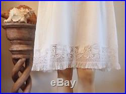 Antique EDWARDIAN Filet LACE/Bobbin Lace Cotton Slip Nightgown DressXSEUC Vtg
