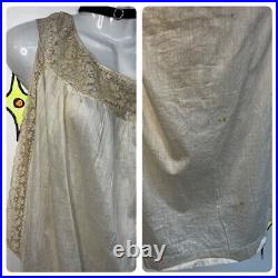 Antique Early 1900s Off White Victorian Lingerie Dressing Gown Dress Chemise