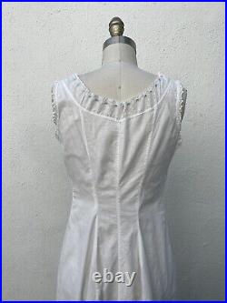 Antique Edwardian 1900s White Cotton Floral Eyelet Petticoat Slip Dress