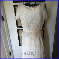 Antique Edwardian Petticoat Skirt & Camisole Top Valencienne Wedding Dress