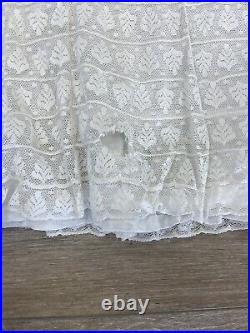 Antique Edwardian White Cotton Slip Dress or Petticoat Lace Skirt 1910s AS IS