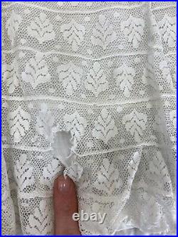 Antique Edwardian White Cotton Slip Dress or Petticoat Lace Skirt 1910s AS IS