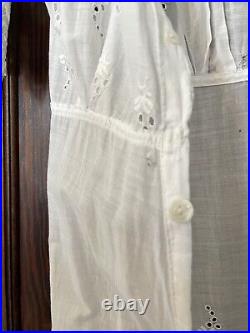 Antique Edwardian White Cotton with Eyelet Long Dress Lovely Details