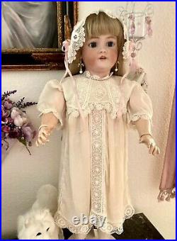 Antique Exquisite SilkIrish Lace Dress/Slip & Hat for Lg JumeauBruGerman Doll