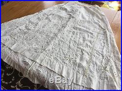 Antique FABULOUS Hand Embroidered White Dress Skirt / Petticoat C. 1800's VC73