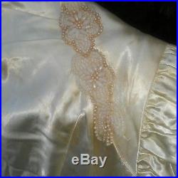 Antique Ivory Satin Wedding Dress and Slip 1930's Vintage Gown