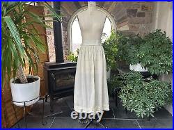 Antique Ivory Silk Petticoat Slip, Antique Ivory Silk Dress Skirt Undergarment