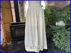 Antique Ivory Silk Petticoat Slip, Antique Ivory Silk Dress Skirt Undergarment