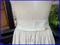 Antique Ivory Silk Petticoat Slip, Antique Ivory Silk Dress Skirt Undergarment