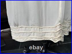 Antique Ivory Silk Petticoat Slip, Antique Ivory Silk Dress Skirt Undergarment