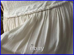 Antique Ivory Silk Petticoat Slip, Antique Ivory Silk Dress Skirt Undergarment