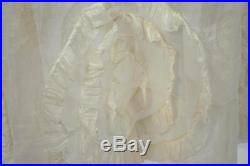 Antique Ivory White Sheer Flowy Ruffle Collar Petticoat Slip A Line Midi Dress M