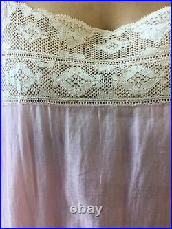 Antique Slip Dress Vtg Lingerie Edwardian Dress Silk Cotton Vtg Lace 1900 Dress
