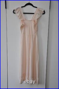 Antique VTG 1930s 30s Pink Rayon Slip Dress Nightgown Lace Sleeveless XS/S