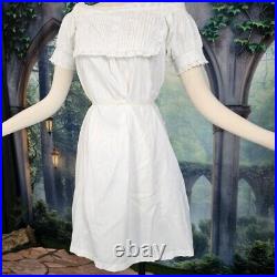 Antique Victorian 1850s White Chemise Embroidered Nightgown Civil War Era Dress