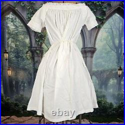 Antique Victorian 1850s White Chemise Embroidered Nightgown Civil War Era Dress