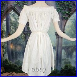 Antique Victorian 1850s White Chemise Embroidered Nightgown Civil War Era Dress