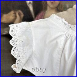 Antique Victorian 1860s White Cotton Eyelet Lace Night Gown Slip Dress Lingerie