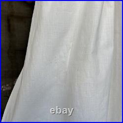 Antique Victorian 1860s White Cotton Eyelet Lace Night Gown Slip Dress Lingerie