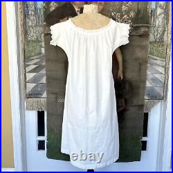 Antique Victorian 1860s White Cotton Eyelet Lace Night Gown Slip Dress Lingerie