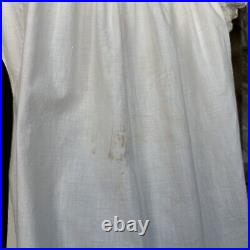 Antique Victorian 1860s White Cotton Eyelet Lace Night Gown Slip Dress Lingerie