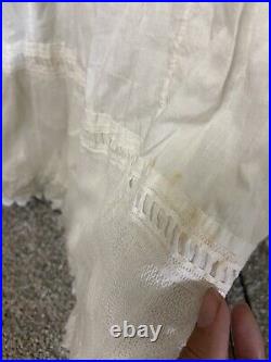 Antique Victorian Chemise Edwardian Night Gown Lace Slip Dress 1900s Cottagecore