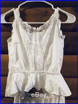 Antique Victorian Cotton Wedding Dress Slip Camisole 4Pc