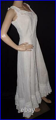 Antique Victorian Edwardian White Dress Gown Full Slip Corset Cami Petticoat S M