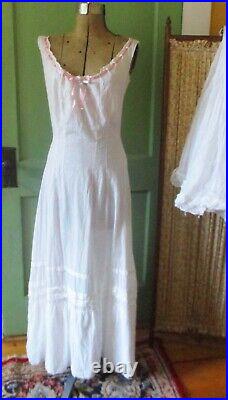 Antique Victorian Embroidered Lace Gown Or Slip With Train