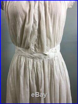 Antique Victorian White Cotton Chemise NIghtgown Dress or Slip with Tatting Lace