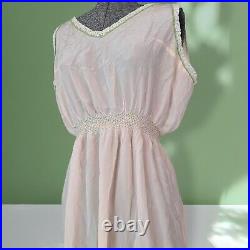Antique Vintage 1930s Slip Smocked Pink Green Embroidery Fairy Princess Dress