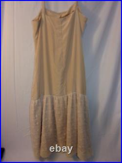 Antique / Vintage Champagne & Lace trim Slip Dress (M / L) VGC