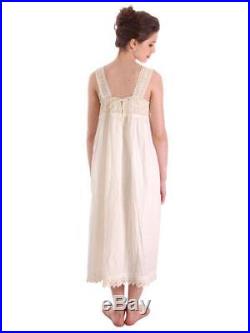 Antique Vintage Nightgown Dress White Cotton Crocheted Lace Yoke Perfect 38 Bust