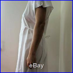 Antique Vtg 1910s White Edwardian Cotton Nightgown Slip Lace Plus Size