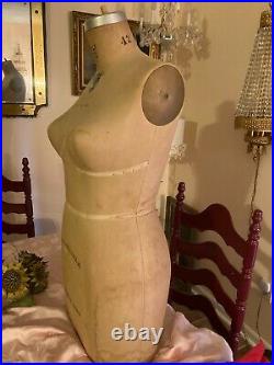 Antique WOLF Industrial Half body dress form Union Made Mannequin BRA & SLIP