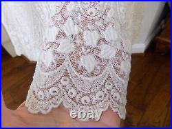 Antique Women's Cream White Lace Slip Undergarments Dress